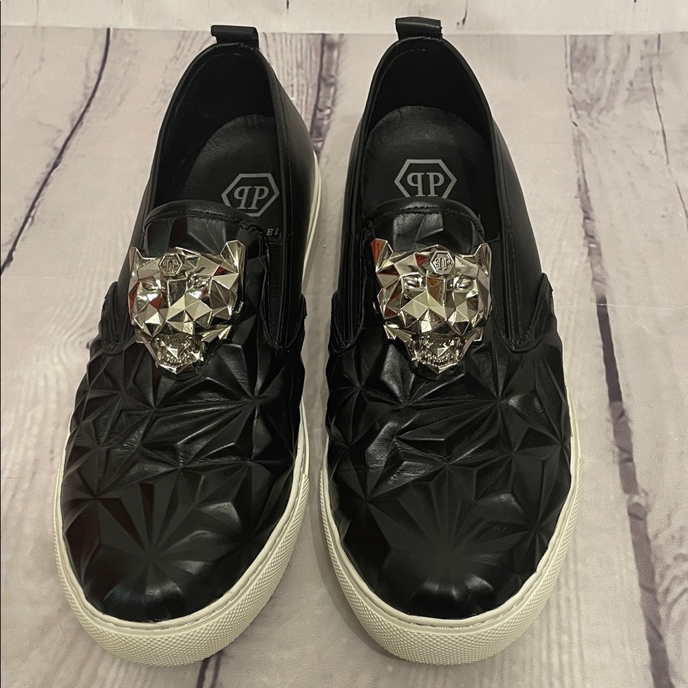 Philipp Plein “Phantom Kick$” Black Slip-On Sneakers Size 43